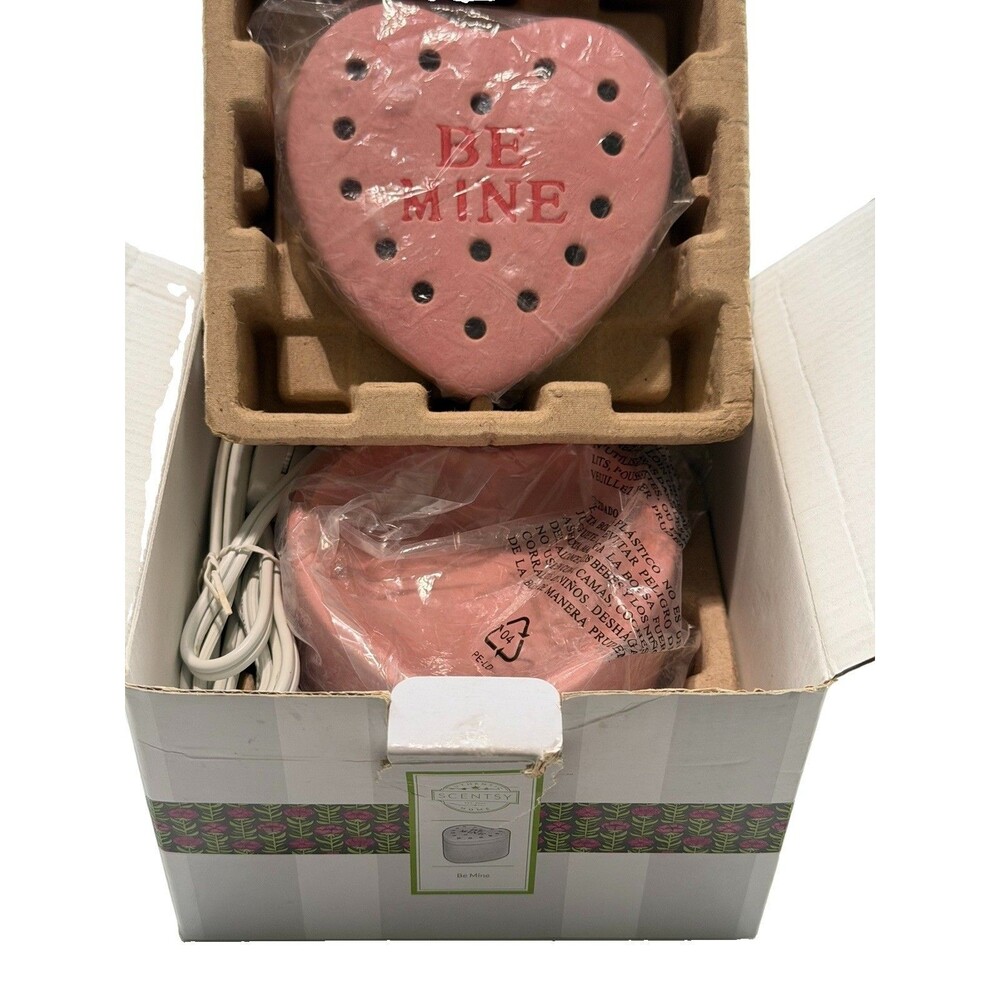 Scentsy Be Mine Heart Warmer Pink With Red Letters Retired In Box